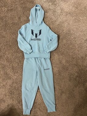 Kids Messi Light Blue Hoodie & Joggers Set